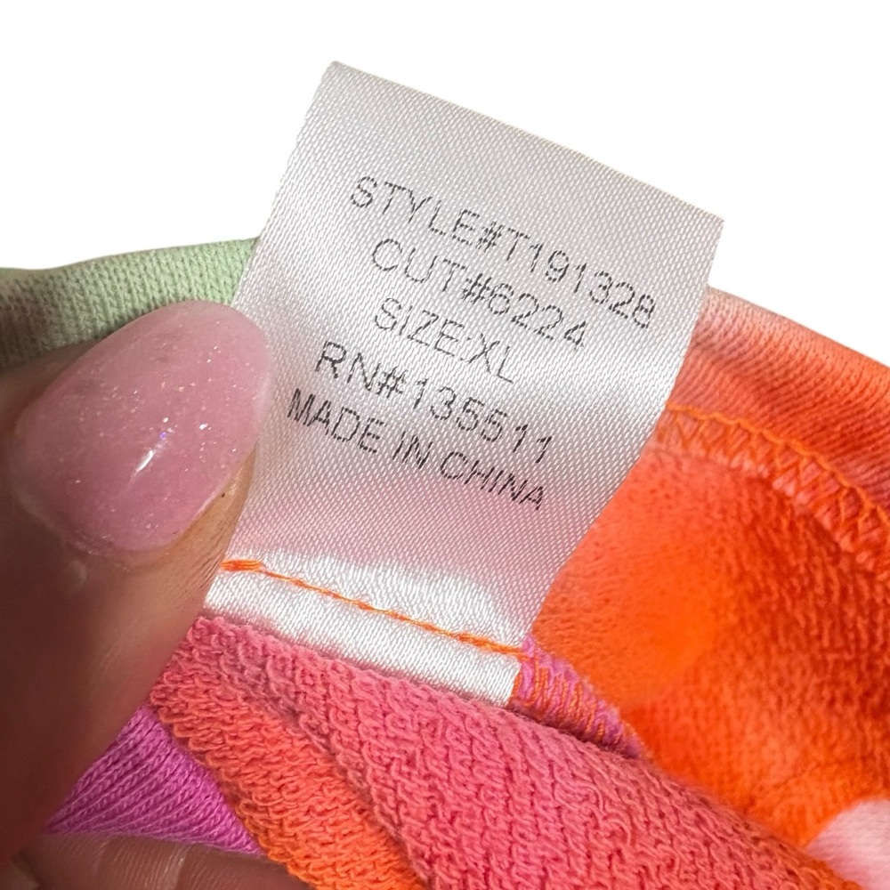 Why Dress Colorful Tie Dye Hi Low 3/4 Sleeve Tiered Ruffled Back NWT XL - Picture 12 of 14